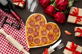Valentines day assortment with pizza