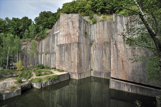 The abandoned red marble quarry Carriere de Beauchateau at Senzeilles in the Belgian Ardennes