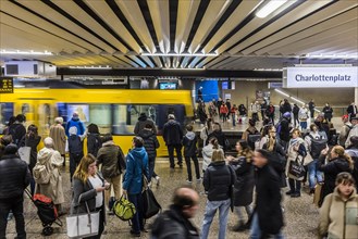 Public transport with many passengers and commuters