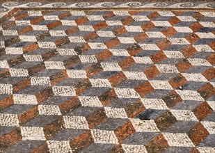 Mosaic floor with geometric decorations