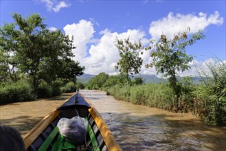 Typical longboat on Inle Lake