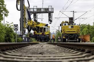 A railway junction is converted to ETCS digital safety technology for the first time. Track foundation train drills holes for the foundations of new signalling frames