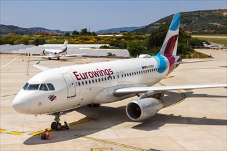 A Eurowings Airbus A319 aircraft with the registration D-AGWU at Split Airport