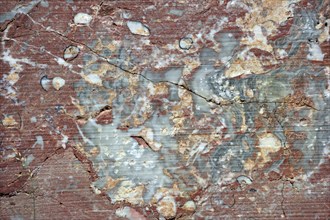 Close-up of red marble in the quarry Carriere de Beauchateau at Senzeilles in the Belgian Ardennes