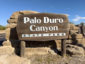 Entrance sign to Palo Duro Canyon State Park