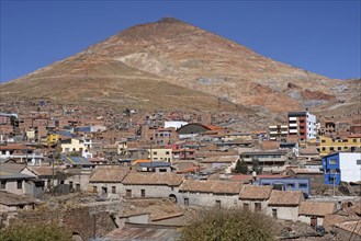 Suburb of the city Potosi at the foot of the Cerro de Potosi
