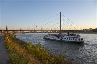 Ship on the Rhine at sunset