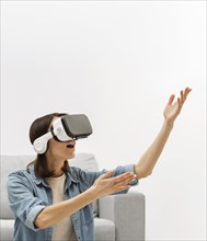 Portrait woman with virtual reality headset