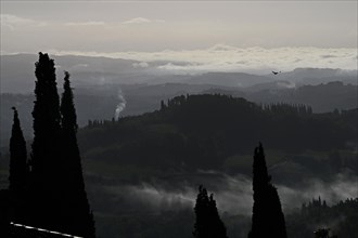 Morning fog around San Gimignano