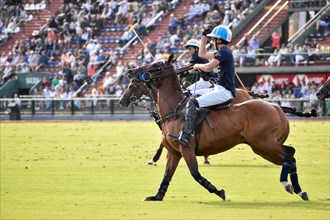 Adolfo Cambiaso father and son of team La Dolfina Saudi playing against Cria la Dolfina at the 130th Argentine Open Polo Championship