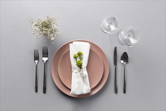 Table etiquette elements with plant