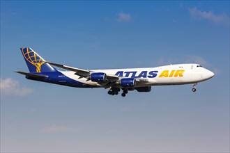 An Atlas Air Boeing 747-8F aircraft with the registration number N850GT at Dallas Fort Worth Airport