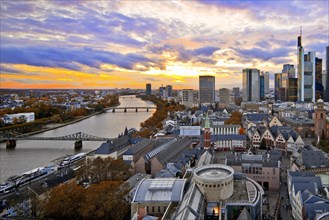 View of the Main and the banking district at sunset