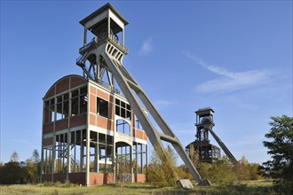 Abandoned headframes of coal mine at Eisden