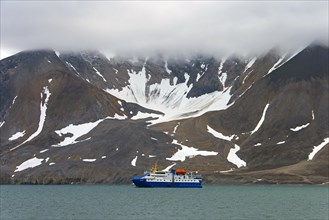 The expedition ship M S Quest in the Hornsund fjord
