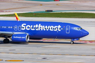 A Boeing 737-800 aircraft of Southwest Airlines with the registration number N8582Z at Chicago Airport