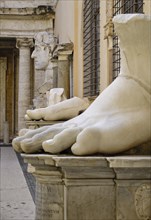 Foot of the colossal statue of Emperor Constantine in the Palace of the Conservators