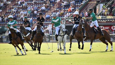 Scene from the match between La Natividad and Ellerstina Yellowrose at the 130th Argentine Open Polo Championship