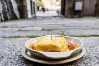 Great view of francesinha typical dish originally from Porto
