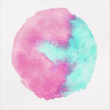 Pink turquoise watercolor artistic circle shape white background