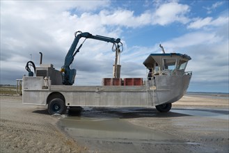 Amphibious vehicle on the way to the mussel harvest
