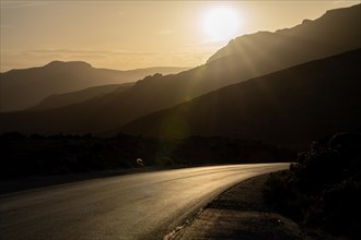 Road in the Atlas Mountains at sunset