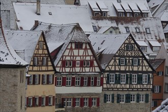 Snow-covered half-timbered houses