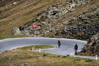 Racing cyclists on the Timmelsjoch High Alpine Road between Austria and Italy