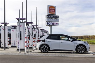 Ionity charging station with car on the A8 motorway near Merklingen