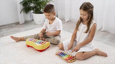 Kids playing musical game home