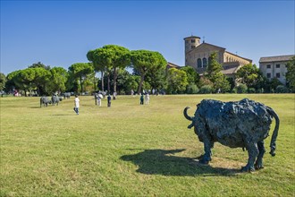 Buffalo sculptures in Parco Papa Giovanni