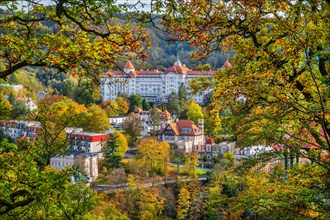 View of the town with the Hotel Imperial in autumn