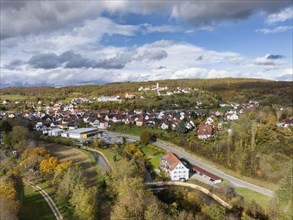 Aerial view of the town of Aach im Hegau
