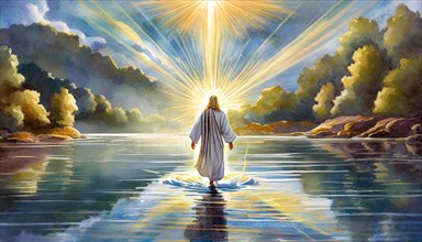 Jesus Christ walks on water