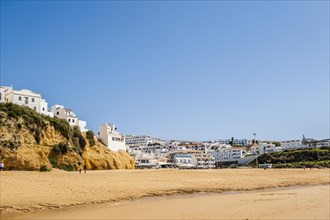 Awesome view of Albufeira whitewashed houses on cliff
