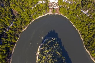 Horseshoe-shaped bend of the Doubs river from a bird's eye view