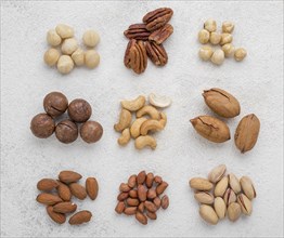 Different kinds nuts piles