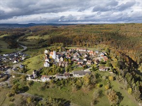 Aerial view of the historic town centre of Aach im Hegau