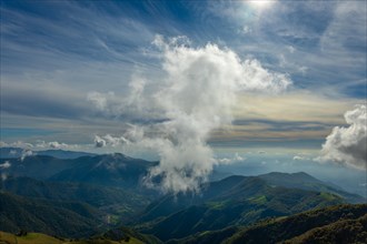 Aerial View over Beautiful Mountainscape with Clouds in a Sunny Day From Monte Generoso