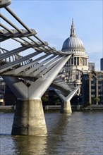 Millennium Bridge and St Paul's Cathedral in London