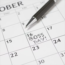 Close up boss s day date calendar