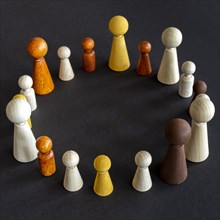 Chess wooden pieces circle shape