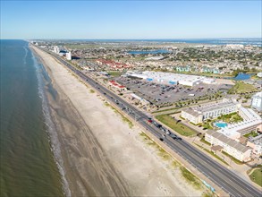 Aerial view of Galveston Beach