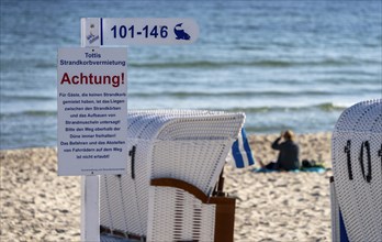 Beach and beach chairs in the Baltic seaside resort of Baabe