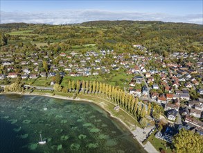 Aerial panorama of the village of Wangen on the Hoeri peninsula