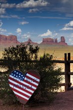 Patriotic message at Monument Valley