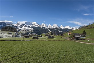 View of the snow-covered Churfirsten