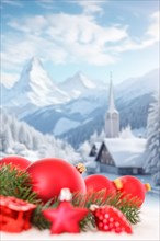 Christmas card Christmas with Christmas baubles card and text free space Copyspace in the mountains decoration winter in Stuttgart