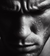 Digital illustration unrecognizable human portrait depict deep emotion