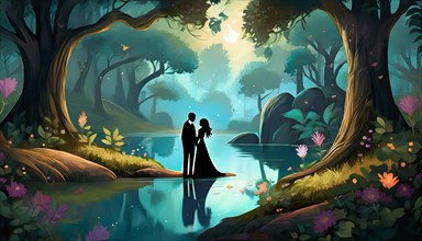 A pair of lovers in a fairytale forest